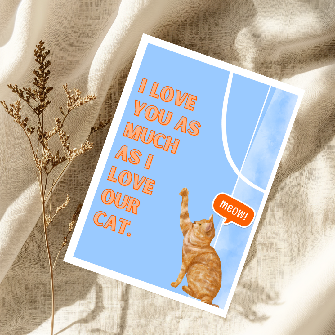 Funny Cat-Themed Anniversary Card | Love Card for Cat Lovers | Pet Lover Card for Him or Her | Cat Lover Greeting Card for Him or Her
