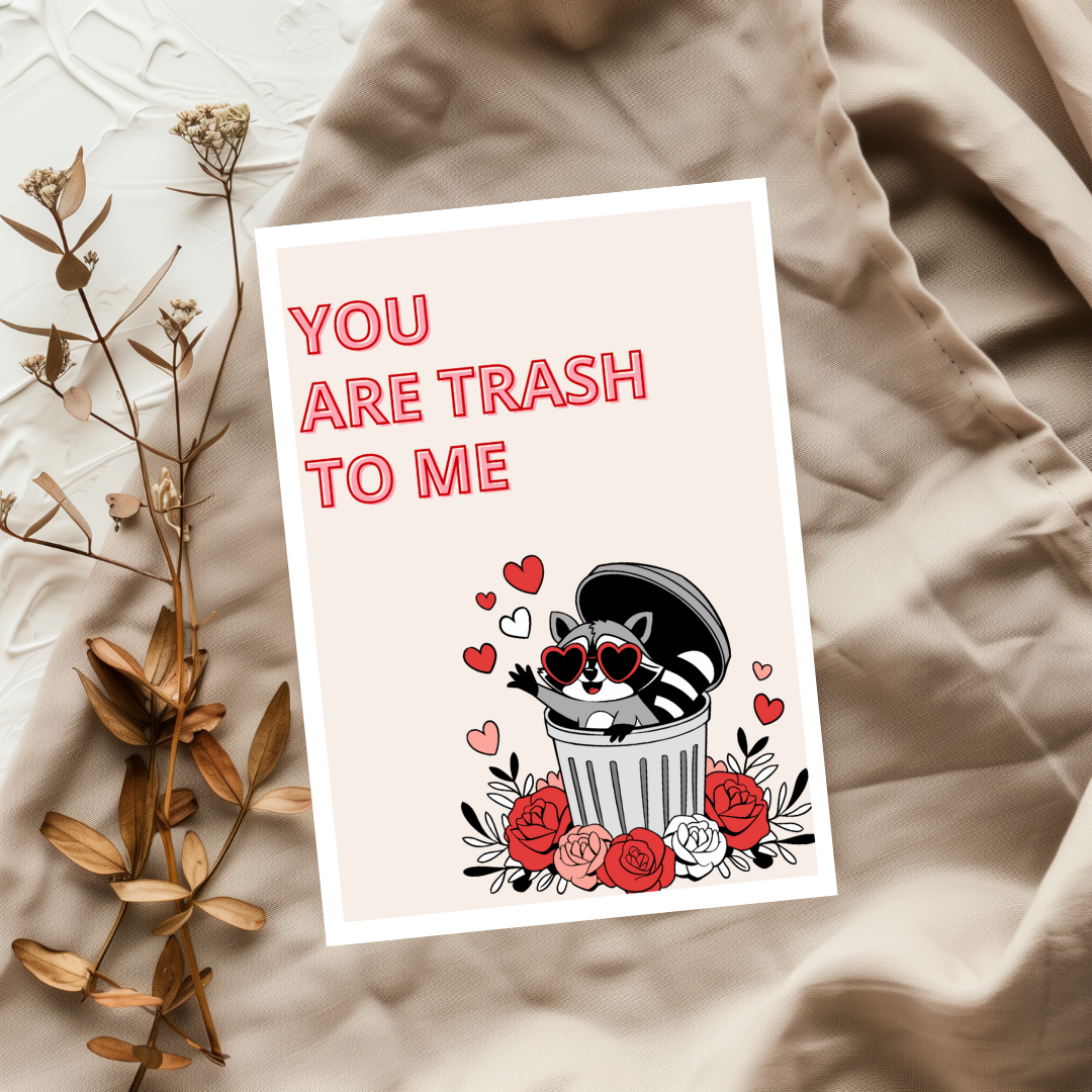 You Are Trashy Trash Panda Love - Raccoon Aesthetic Card | Funny & Cute Greeting Card for Him or Her | Cheeky Gift for Anniversary Sarcastic