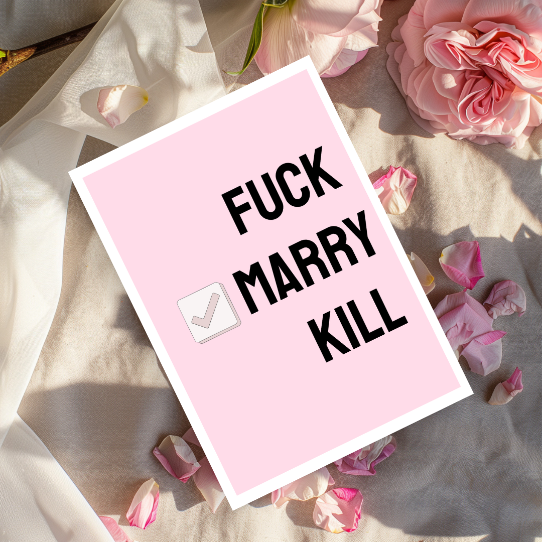 Funny Wedding Card | Fuck Marry Kill Marriage Greeting Card | Hilarious Engagement Card for Newlyweds Congrats Sarcastic Best Friends