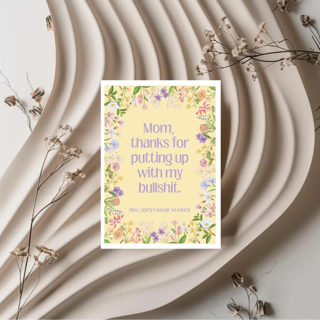 Funny Mother’s Day Card for Her | Swearing Mother’s Day Card | Thanks for Putting Up with Me | Snarky Card from Daughter Son Gift For Her
