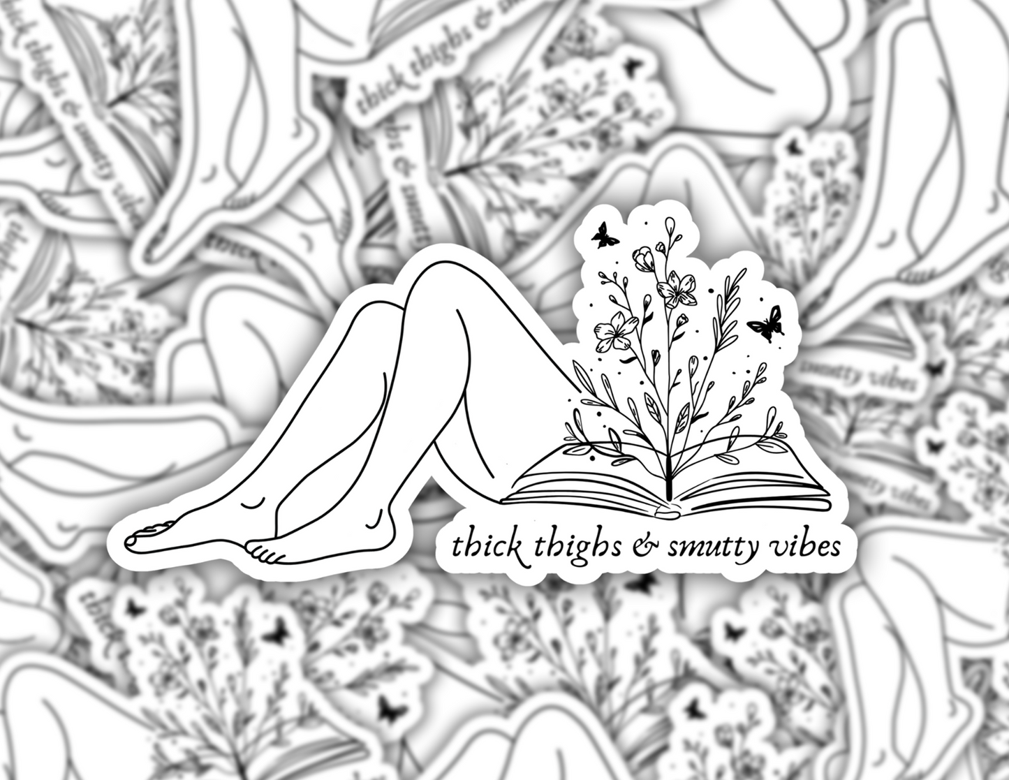 Thick Thighs & Smutty Vibes Sticker for Kindle Book Lover Gift for Her | Romance Book Aesthetic Smut Reader Gift | Spicy Bookish Floral