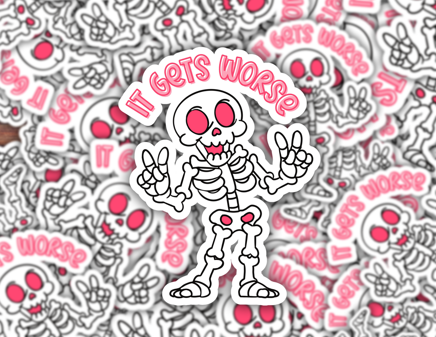 Skeleton Sticker | Funny Goth Vinyl Sticker | Dark Humor Aesthetic | Mental Health| Spooky Cute Sticker for Laptop and Kindle Gift for Her