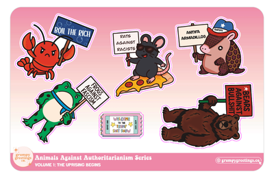 Animals Against Authoritarianism, Vol. 1 — “The Uprising Begins” Sticker Sheet