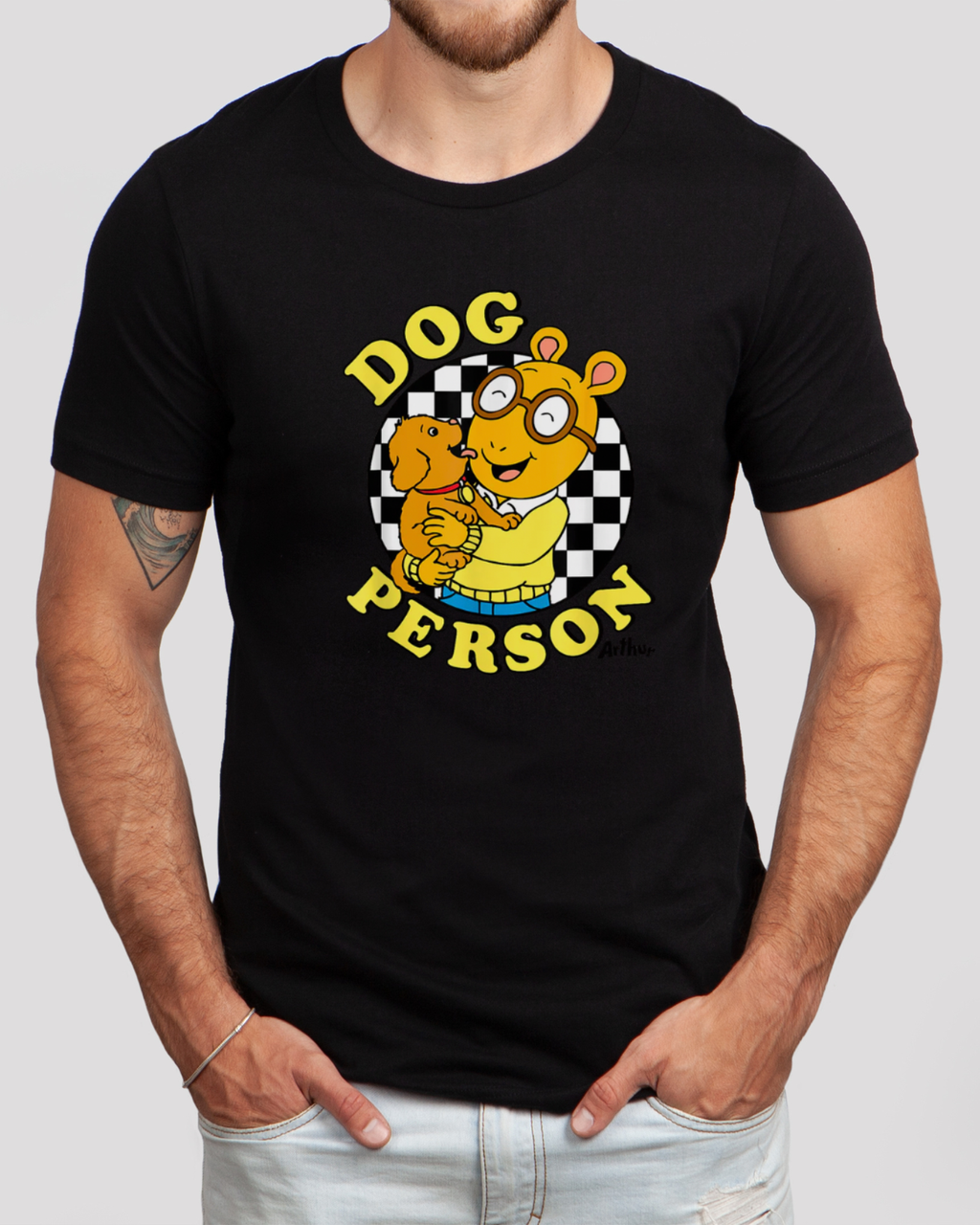 Dog Person Arthur Inspired T-Shirt in Heather Black