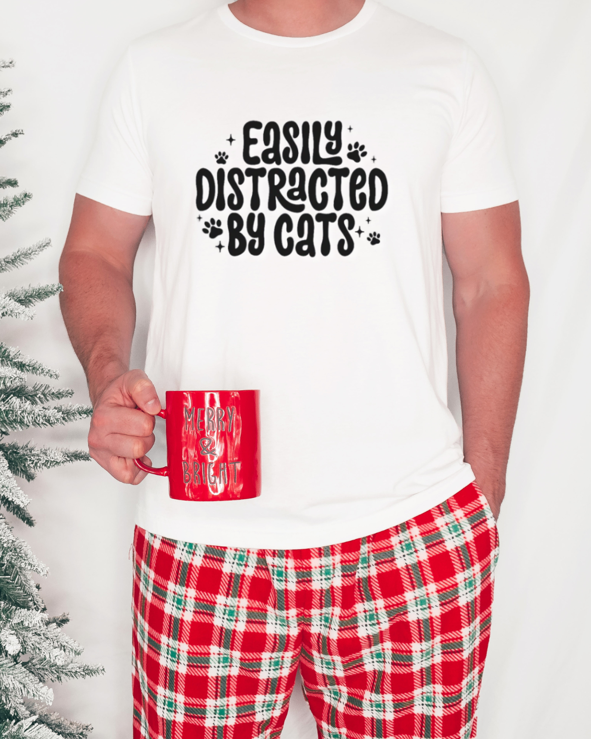 Easily Distracted by Cats T-Shirt in White