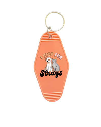 I Stop For Strays Keychain