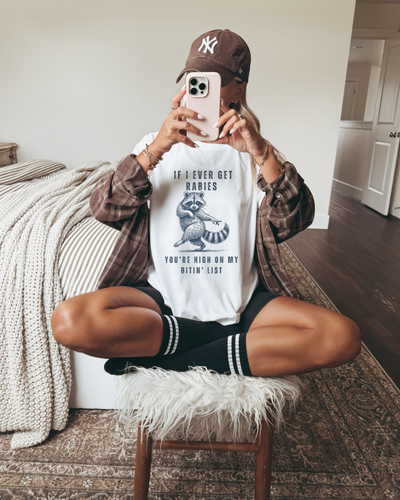 If I Ever Get Rabies, You Are High On My Biting List Raccoon T-Shirt in Heather Natural