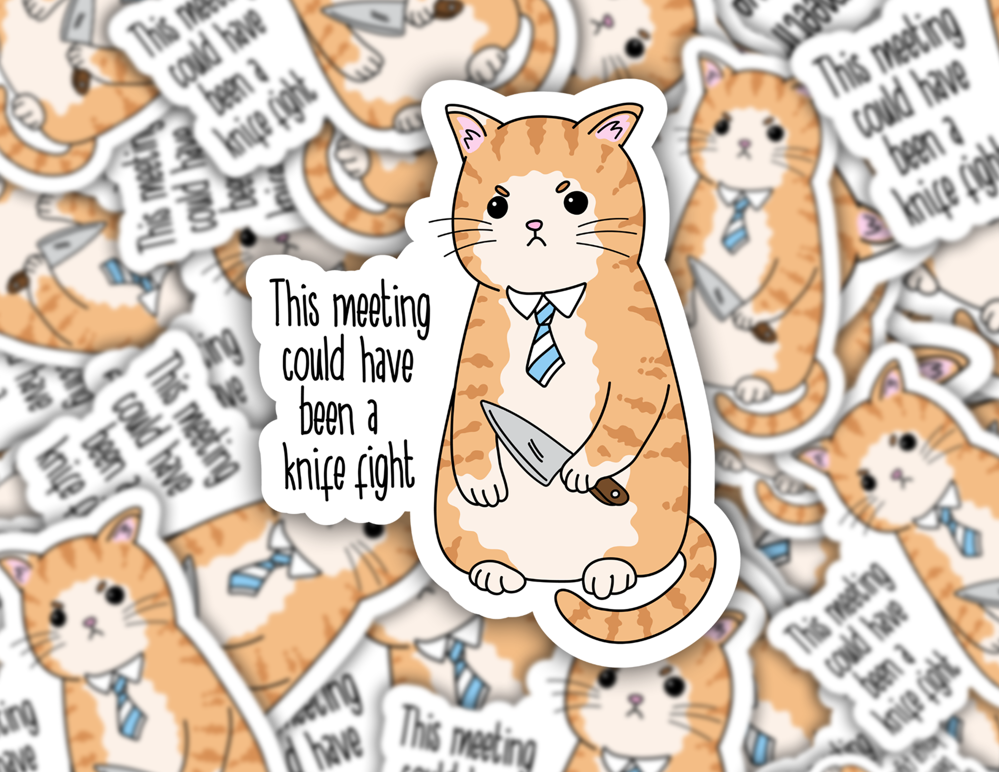 This Meeting Could Have Been A Knife Fight Cat Sticker