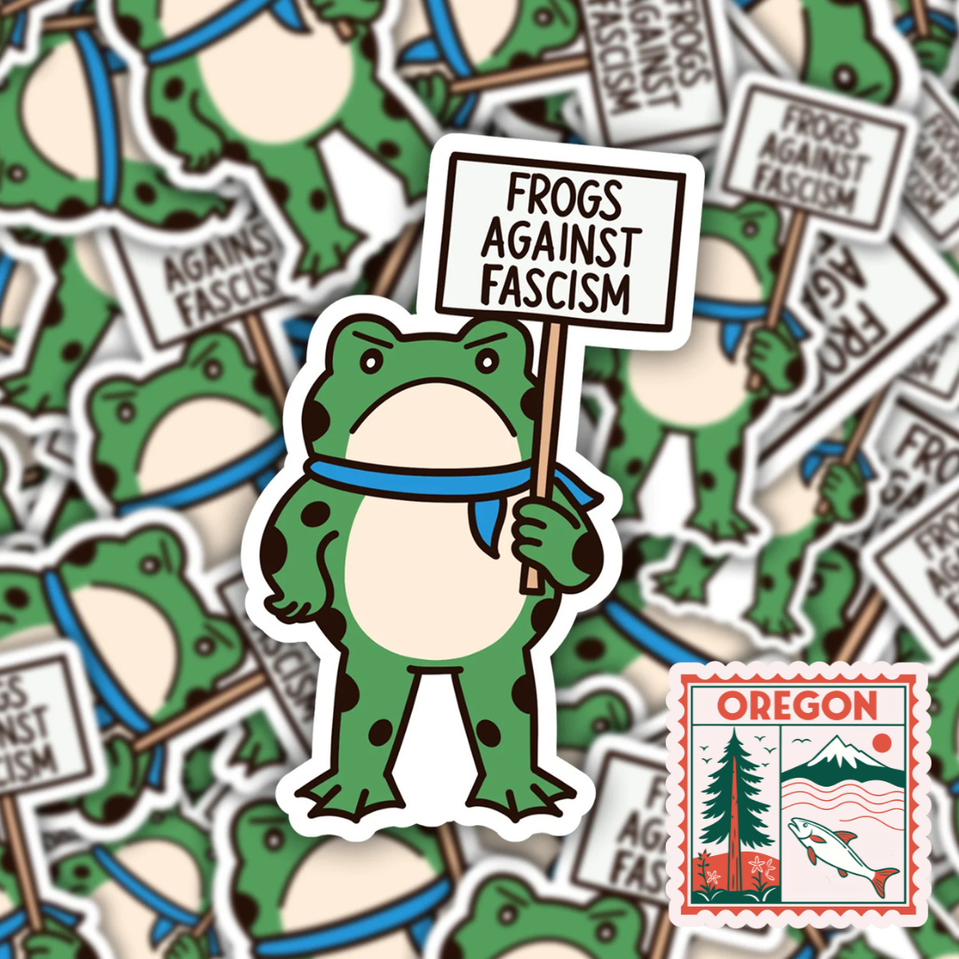 Frogs Against Fascism - Oregon Sticker