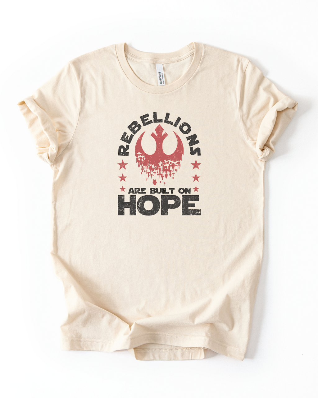Rebellions Are Built On Hope T-Shirt in Heather Natural