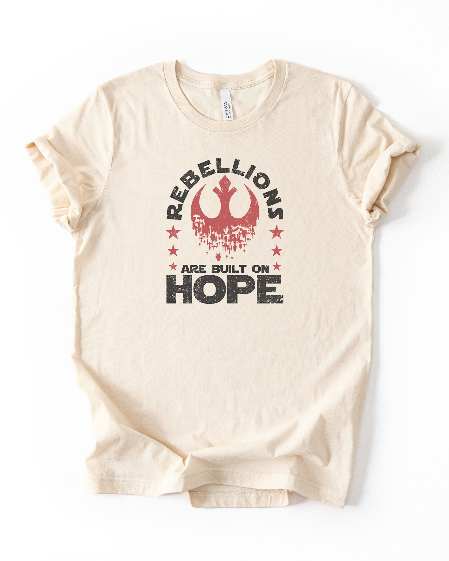 Rebellions Are Built On Hope T-Shirt in Heather Natural