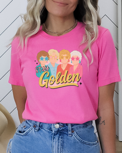 Stay Golden "Golden Girls" T-Shirt in Heather Charity Pink