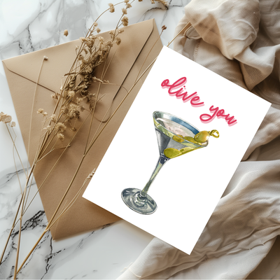Olive You Martini Valentine's Day Card