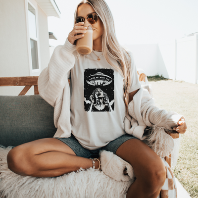 Take Me With Me UFO T-Shirt in Heather Natural