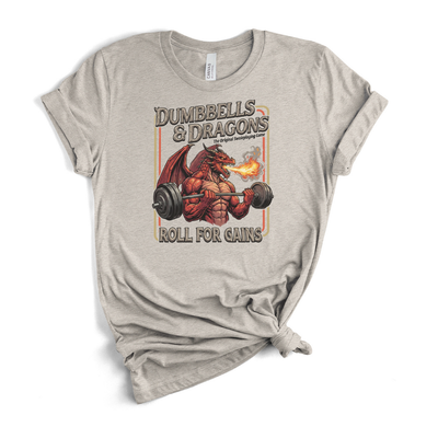 Dumbbells & Dragons T-Shirt in Heather Dust