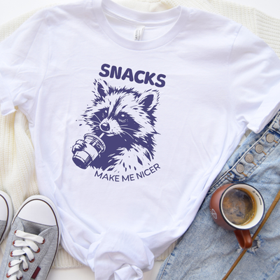 Snacks Make Me Nicer T-Shirt in White