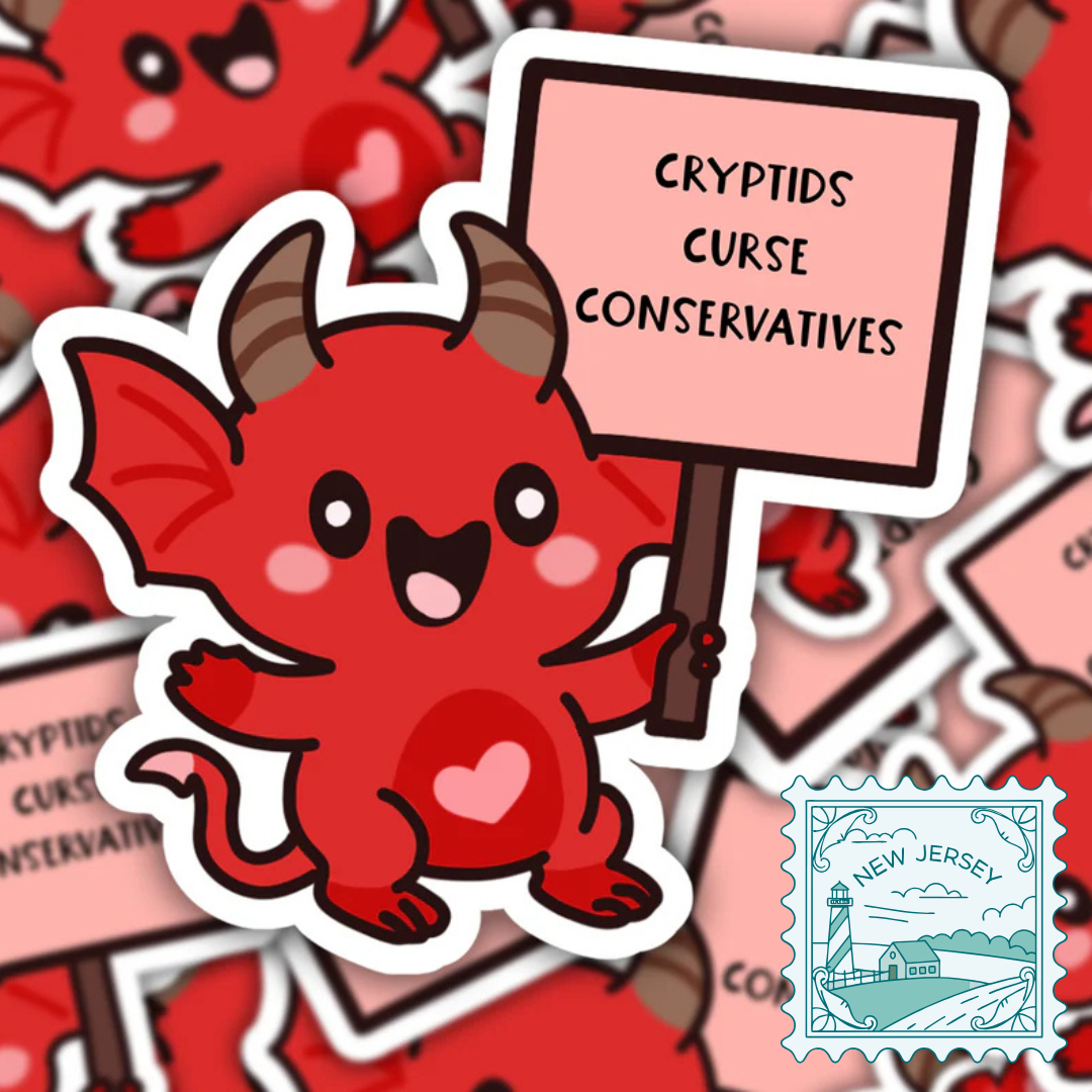 Cryptids Curse Conservatives - New Jersey Sticker