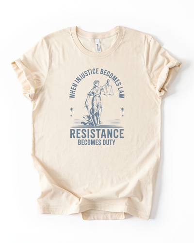 Resistance Becomes Duty T-Shirt in Heather Natural