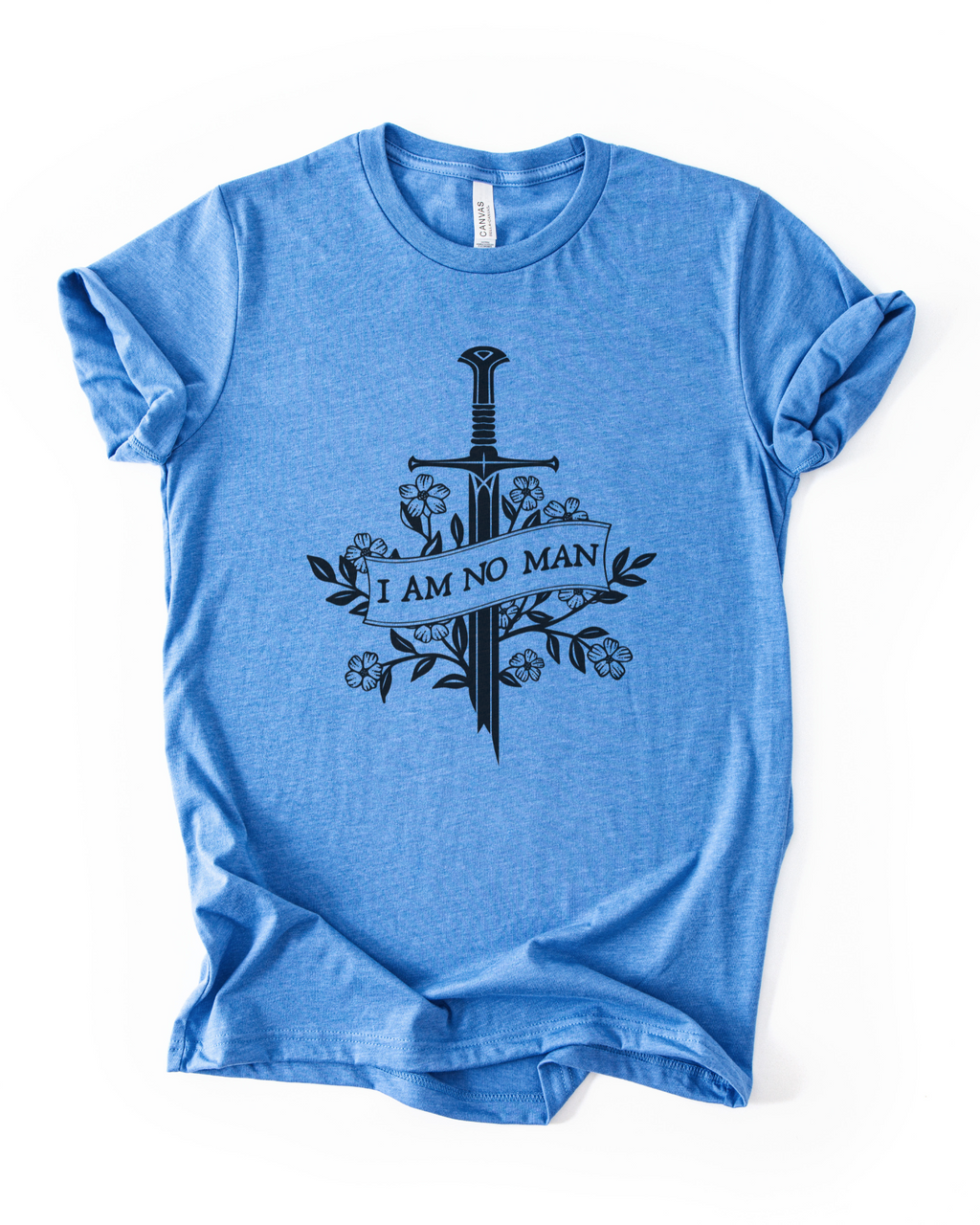 I Am No Man LOTR Inspired T-Shirt in Heather Columbia Blue
