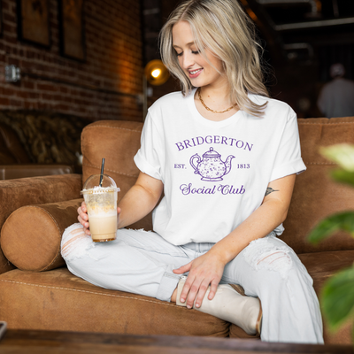 Bridgerton Inspired Social Club T-Shirt in White