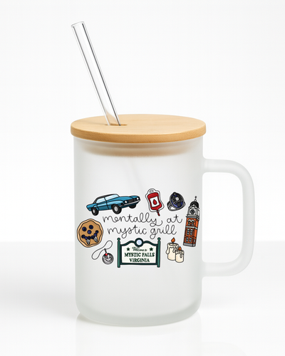 Mystic Grill Vampire Diaries Inspired 16 oz Frosted Glass Mug