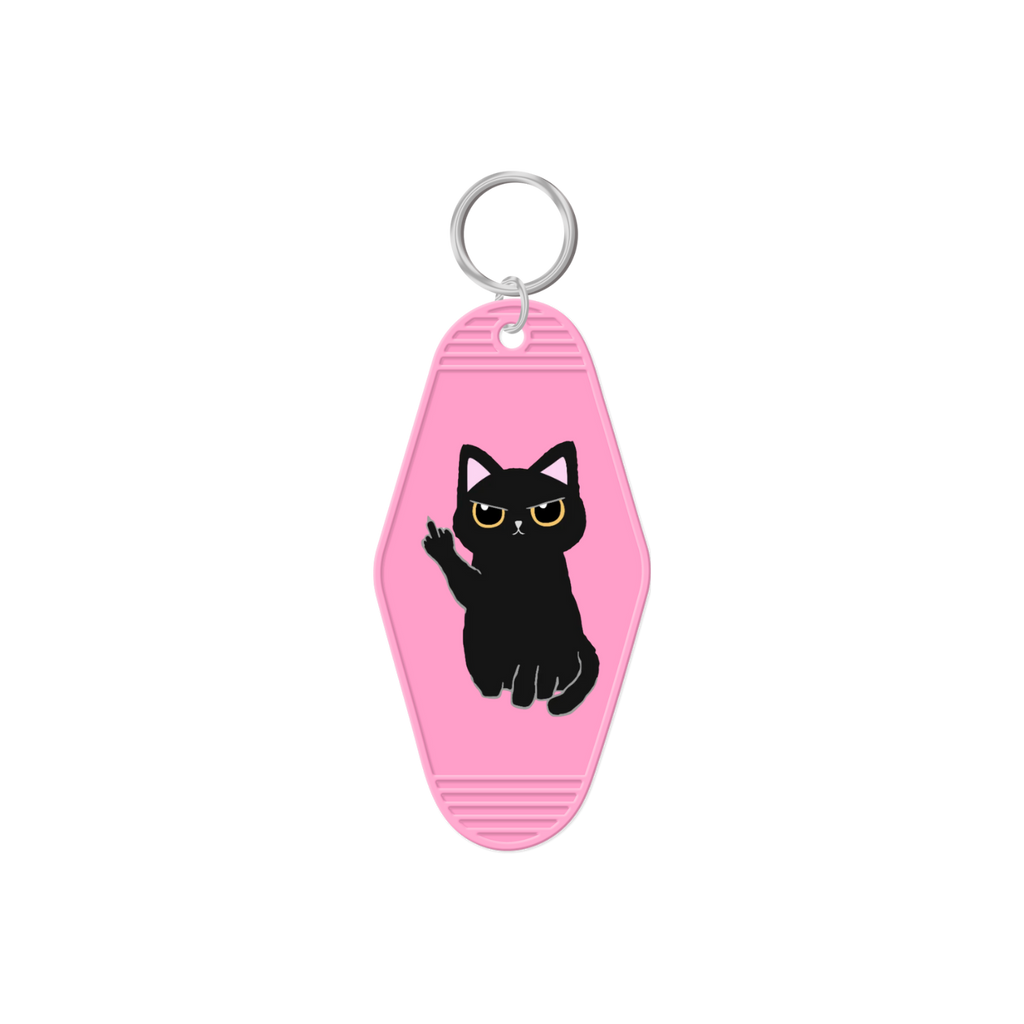 Middle Finger Black Cat Keychain