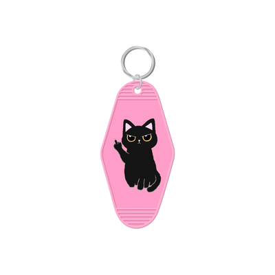 Middle Finger Black Cat Keychain