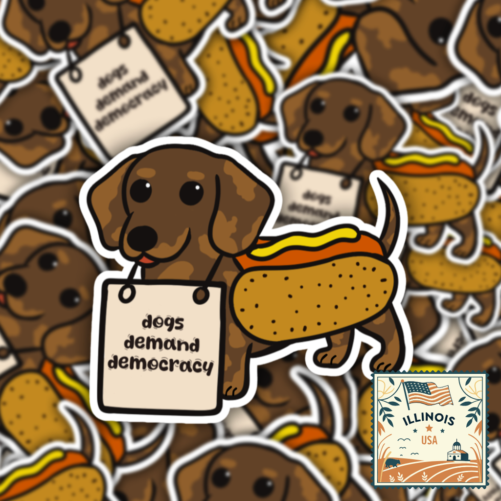 Dogs Demand Democracy - Illinois Sticker