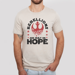 Rebellions Are Built On Hope T-Shirt in Heather Natural
