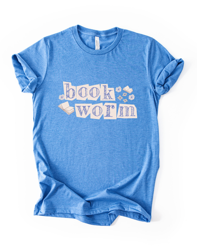 Book Worm Unisex T-Shirt in Heather Columbia Blue