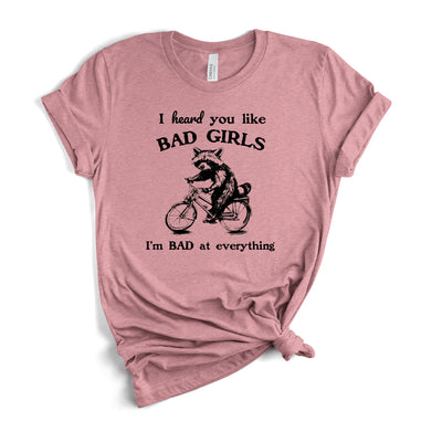 I Heard You Like Bad Girls Raccoon T-Shirt in Heather Orchid