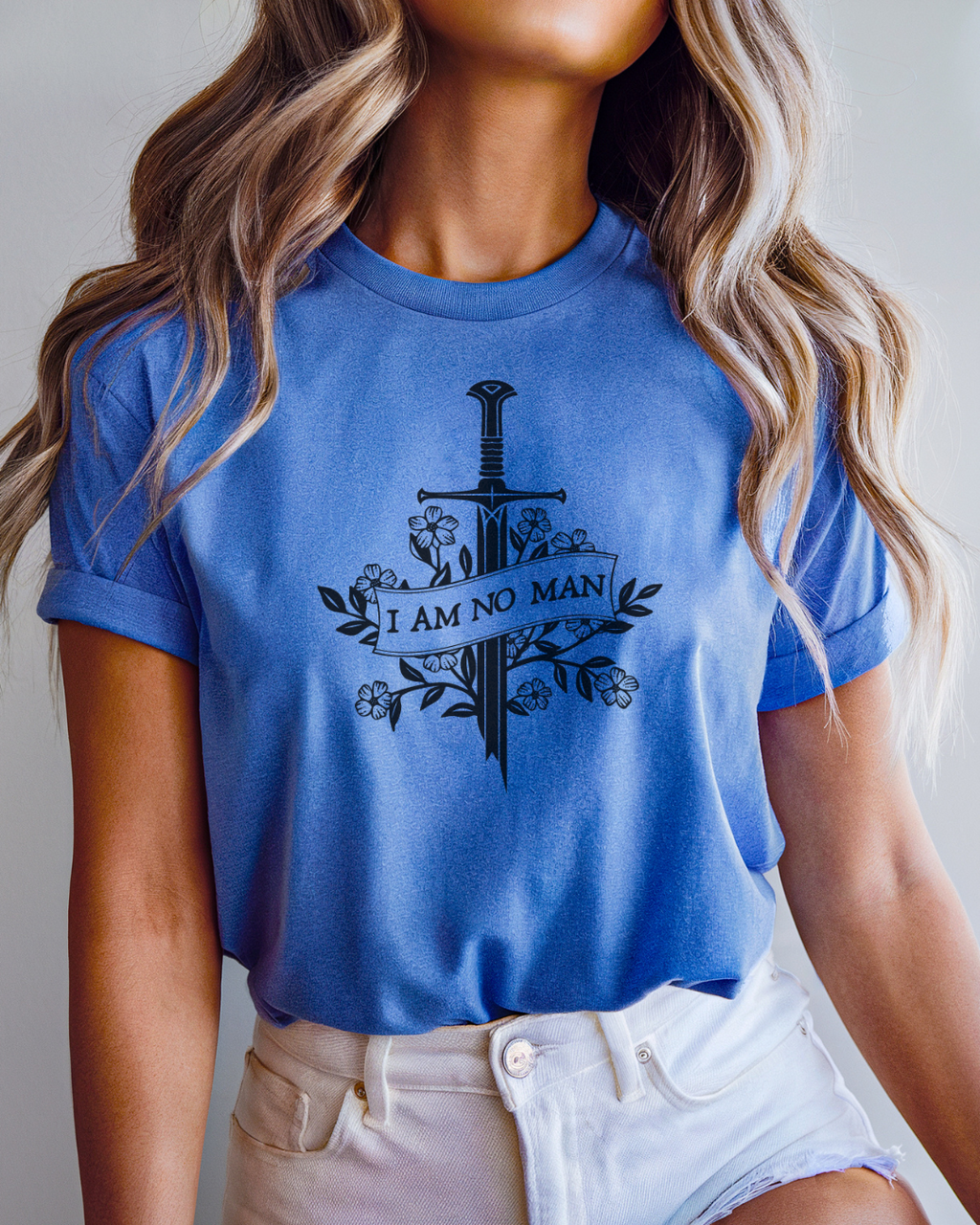 I Am No Man LOTR Inspired T-Shirt in Heather Columbia Blue
