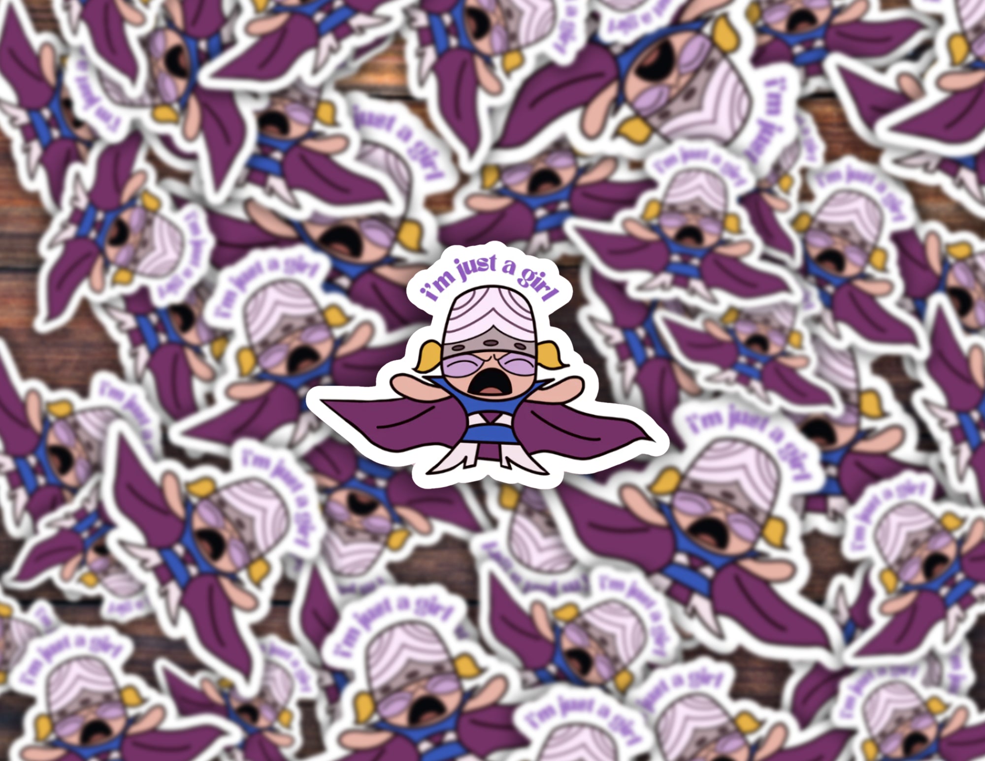 I’m Just a Girl Power Puff Bubbles Inspired Girly Tiktok Vinyl Sticker