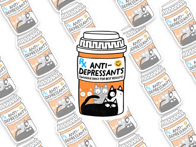 Anti-depressants Cat RX Sticker