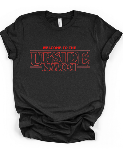 Welcome To The Upside Down Unisex T-Shirt in Heather Black