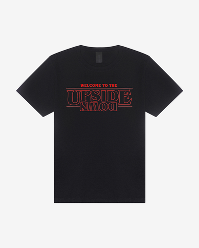 Welcome To The Upside Down 4810GD Heavyweight Unisex T-Shirt in Washed Black