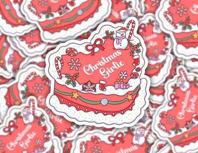 Christmas Girlie Cake Sticker