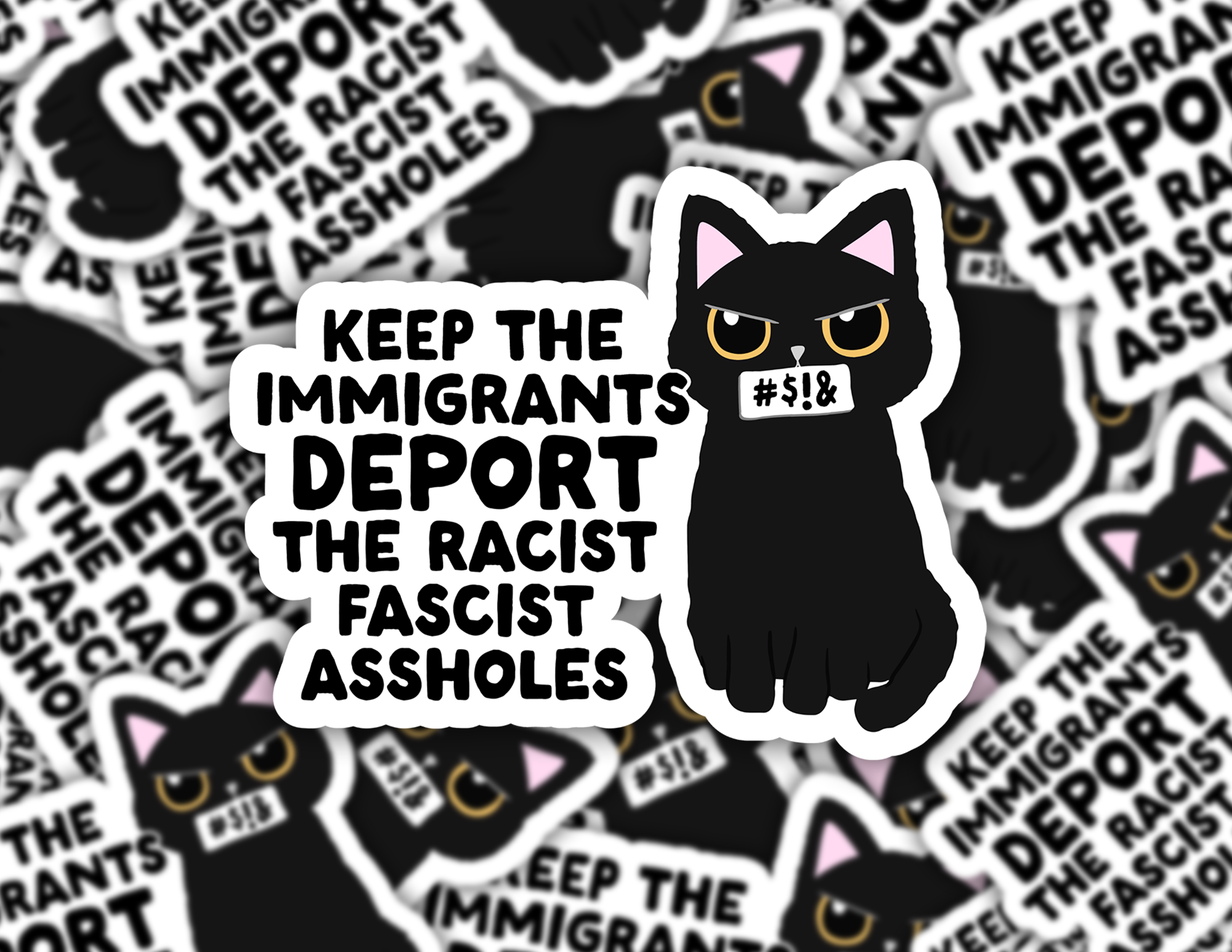 Deport Fascists Cat Sticker