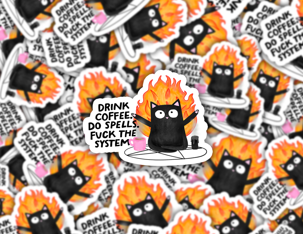 Drink Coffee, Do Spells Cat Sticker