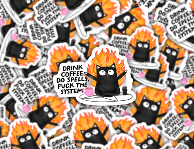 Drink Coffee, Do Spells Cat Sticker