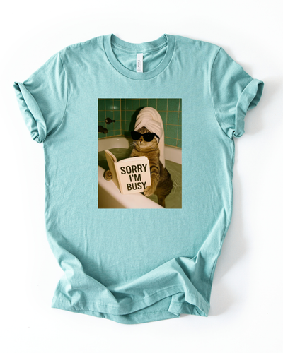 Sorry I'm Busy Tub Cat T-Shirt