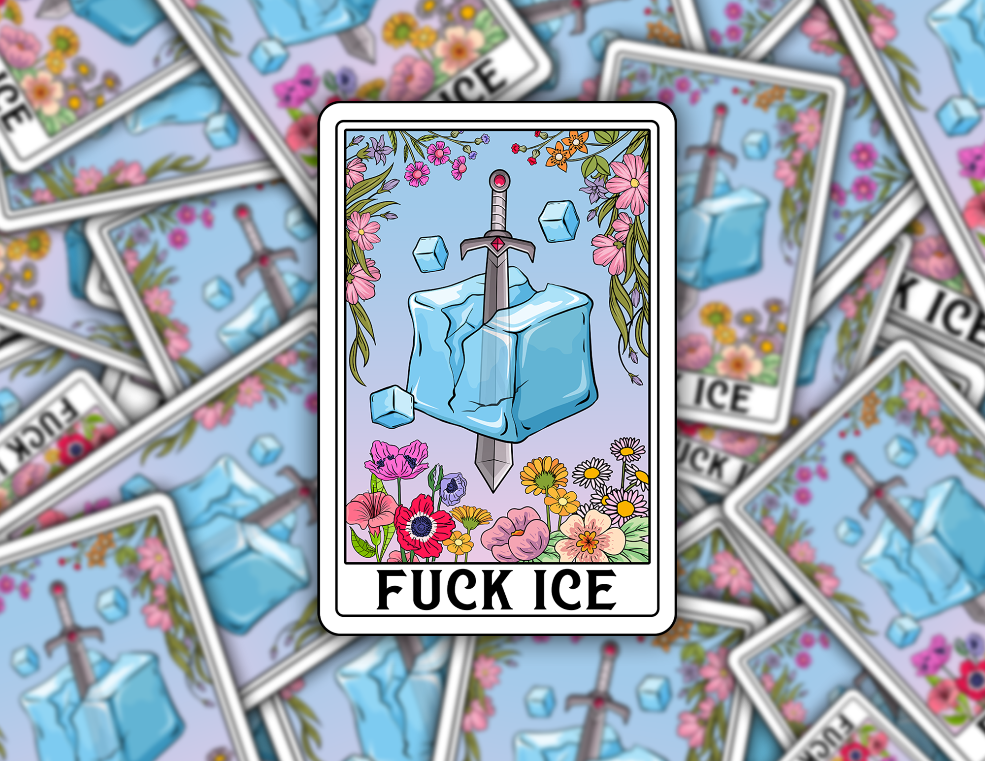 Fuck Ice Tarot Card Sticker