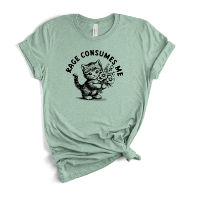 Rage Consumes Me T-Shirt in Heather Prism Dusty Blue