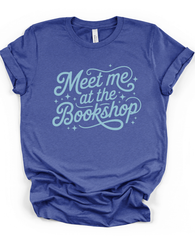 Meet Me At The Bookshop  Unisex T-Shirt in Heather Lapis