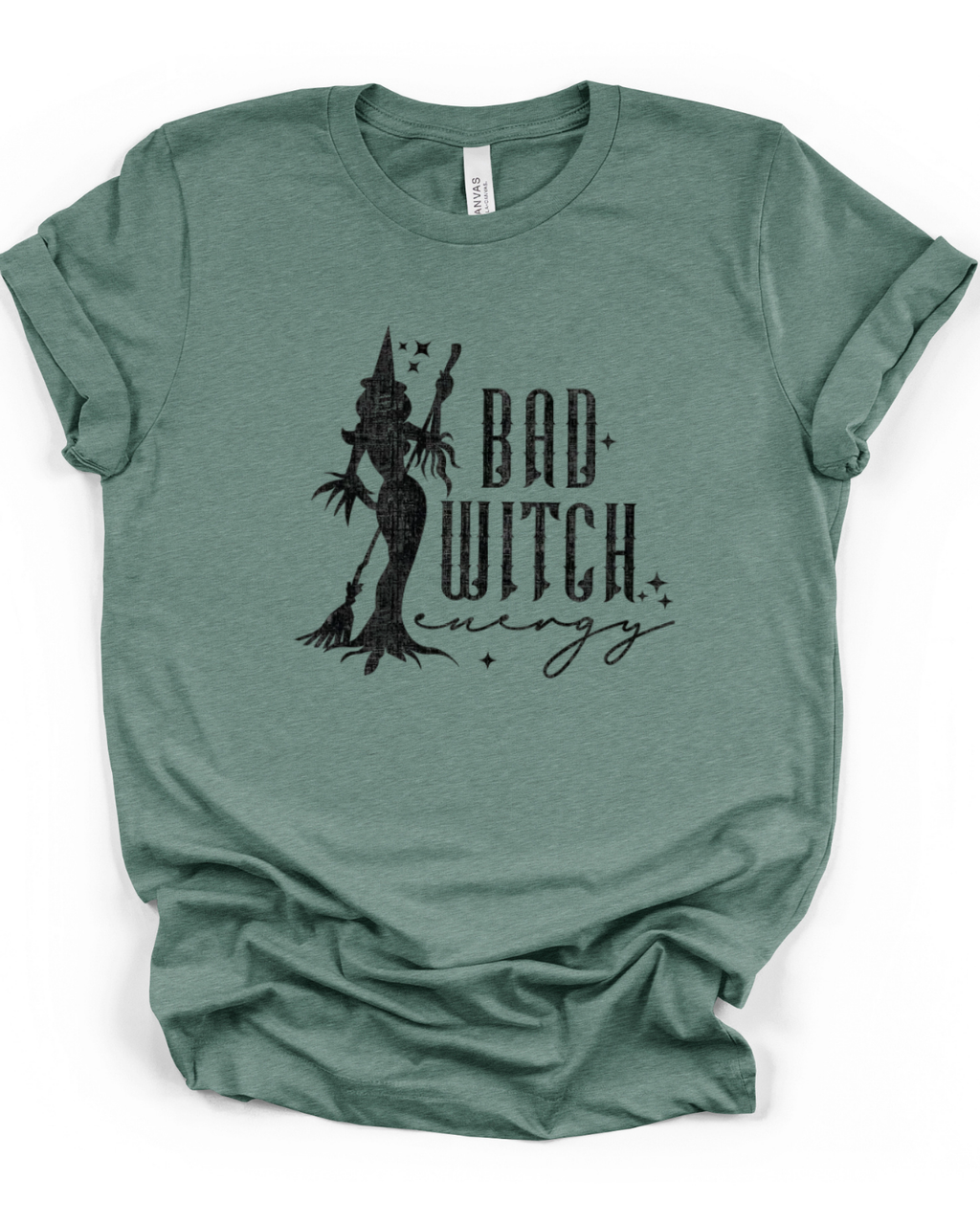 Bad Witch Energy T-Shirt in Heather Dusty Blue