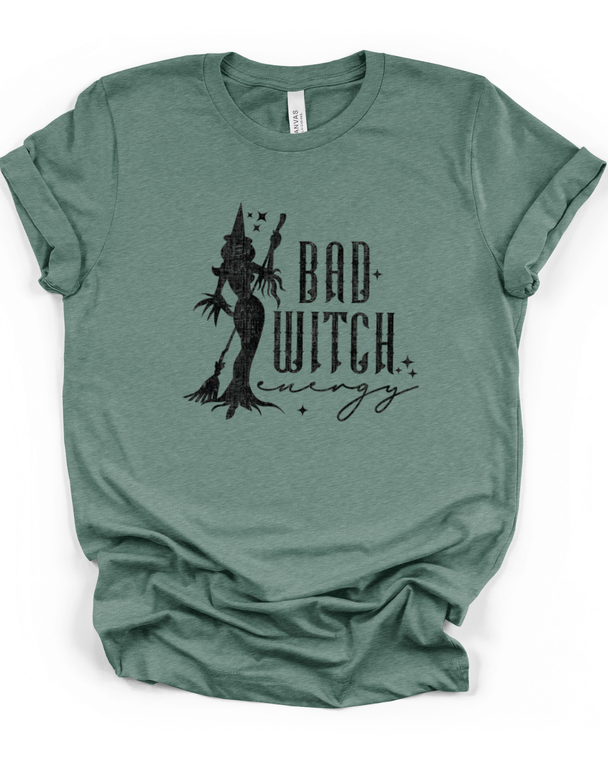 Bad Witch Energy T-Shirt in Heather Dusty Blue