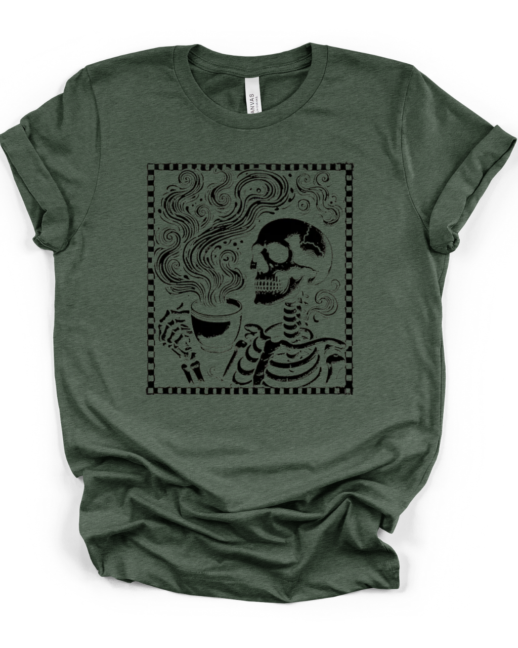 Skeleton Espresso T-Shirt in Heather Forest