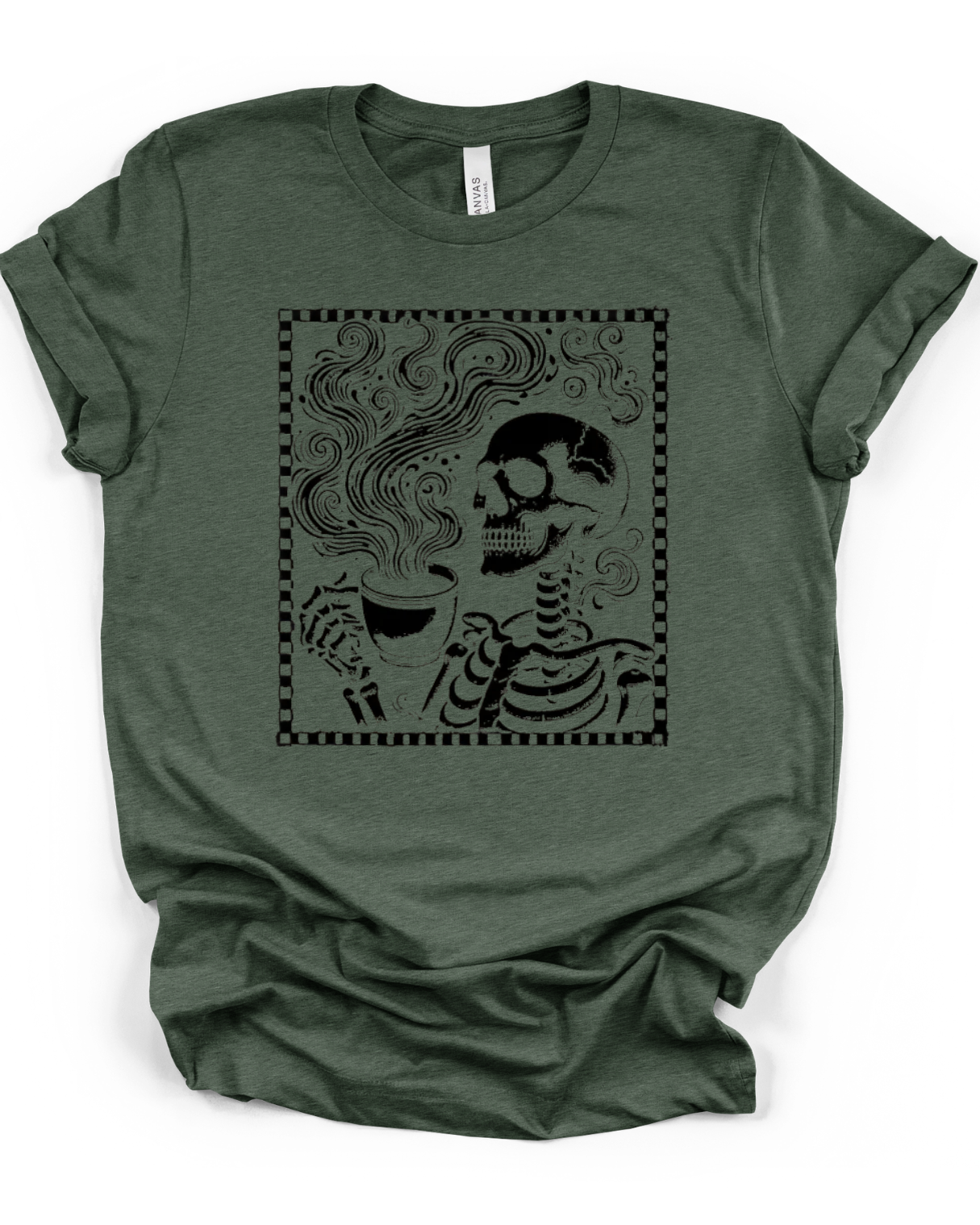 Skeleton Espresso T-Shirt in Heather Forest