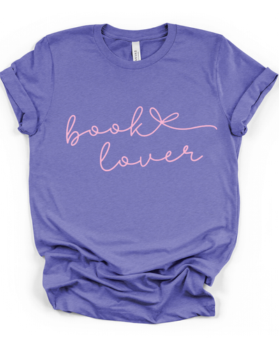 Book Lover Coquette Unisex T-Shirt in Heather Lapis