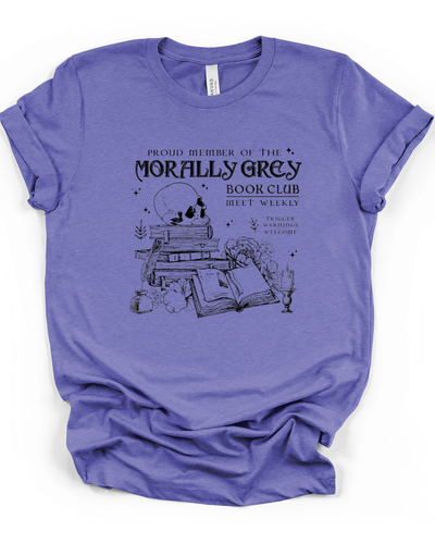 Morally Grey Book Club T-Shirt in Heather Lapis